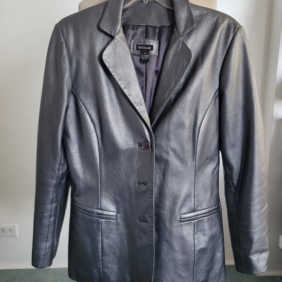 BUY AS IS: Willi Smith Silver Faux Leather Jacket/Blazer (Size: M) - Picture 4 of 16